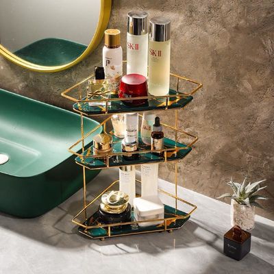 Stainless Steel 3 Tier Triangle Storage Rack , 3KG Cosmetics Storage Rack