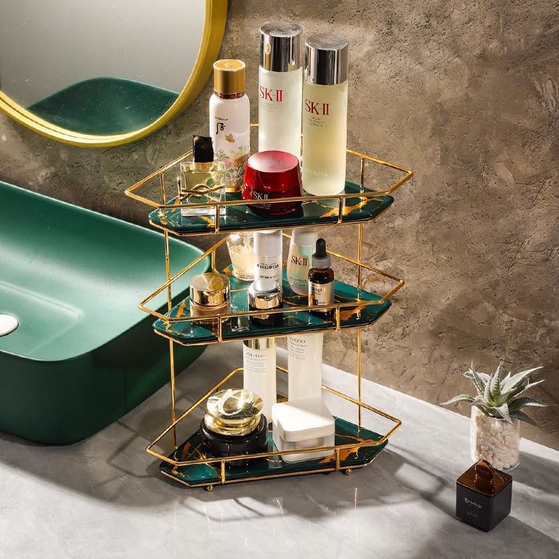 Stainless Steel 3 Tier Triangle Storage Rack , 3KG Cosmetics Storage Rack